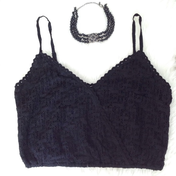 SiS. SiS Tops - SiS. SiS Lace Wrap Crop Top Black Size L